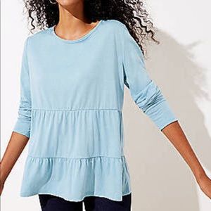 LOFT Jessica Long Sleeve Tiered Ruffle Top